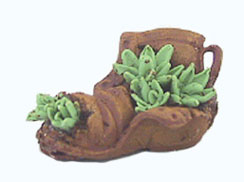 Dollhouse Miniature Old Shoe with Plant